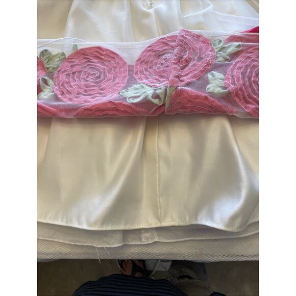 American Princess Size 5 Formal Dress Cream Hot Pink Rosettes Dbl Crinolines EUC - Picture 8 of 12